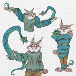 anthro blue_body blue_scales clothing duo feral fur grey_body grey_fur hug male male/male scales sweater topwear weirdwindow disney zootopia gary_de'snake pawbert_lynxley canada_lynx felid feline lynx mammal pit_viper reptile scalie snake viper 1:1 hi_res