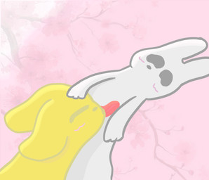 ambiguous_gender anthro blush blush_lines duo eyes_closed floppy_ears happy licking tongue tongue_out touching_head cametek rain_world videocult monk_(rain_world) survivor_(rain_world) slugcat absurd_res hi_res incest_(lore) male_(lore) sibling_(lore)
