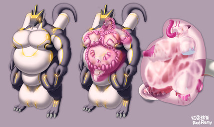 4_missing_limbs balls belly bodily_fluids breast_milking breasts clitoris cum facial_piercing genital_fluids genitals gynomorph intersex lactating latex muscular nipple_piercing nipple_ring nipples nose_piercing nose_ring nude overweight penis piercing ring_piercing sex_toy tentacles vulva redremy7 mythology redremy_(character) dragon mythological_creature mythological_scalie scalie absurd_res hi_res