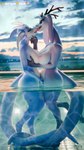 anthro breast_squish breasts duo eyes_closed female female/female hand_on_crotch horn kissing squish water wet wet_body nargaflex mythology dragon kobold mythological_creature mythological_scalie scalie 3d_(artwork) 9:16 digital_media_(artwork) hi_res