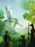 amazing_background anthro breasts casual_nudity detailed_background digitigrade explorer female forest group jungle landscape_dwarfing macro melee_weapon naturally_censored nature nude outcrop outside plant polearm scenery_porn sky staff sunbathing tail tree weapon myenia sullivan canid canine canis felid hyena jaguar mammal pantherine striped_hyena wolf artist_collaboration detailed