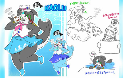 anthro black_body black_hair blue_bottomwear blue_clothing blue_skirt bottomwear clothed clothing countershade_face countershade_tail countershading female hair kemono open_mouth open_smile skirt smile solo tail white_body ymbk aquatic cetacean dolphin mammal oceanic_dolphin orca toothed_whale 2016 japanese_description