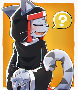 5_fingers anthro asian_clothing black_clothing black_kimono blush border clothing east_asian_clothing eyes_closed fangs fingers gesture hand_gesture hands_behind_back happy japanese_clothing kimono male open_mouth orange_background rear_view simple_background solo speech_bubble tail teeth v_sign white_border young young_anthro young_male kemokemo02091 bemani konami pop'n_music kagetora_(pop'n_music) felid mammal pantherine tiger 2025 absurd_res hi_res japanese_description