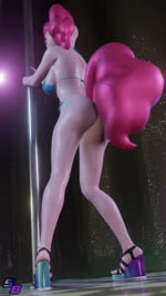 anthro anthrofied back_boob bedroom_eyes big_butt bikini breasts butt clothing crouching cutie_mark dancing female looking_at_viewer looking_back narrowed_eyes pole pole_dancing presenting presenting_hindquarters seductive solo stripper_pole swimwear thick_thighs two-piece_swimsuit wedge_(footwear) wedge_sandals wide_hipped_female wide_hips shadowboltsfm friendship_is_magic hasbro my_little_pony pinkie_pie_(mlp) earth_pony equid equine horse mammal pony 3d_(artwork) 9:16 animated digital_media_(artwork) hi_res short_playtime sound webm