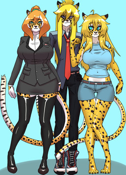 ahoge anthro bangs barefoot belt belt_buckle big_breasts biped black_spots blue_eyes bottomwear bra bra_outline breasts buckle clothing curvy_figure digitigrade family family_photo feet female footwear fur green_eyes group hair high_heels hourglass_figure huge_breasts legwear long_bangs long_hair male male/female markings mature_female necktie office_clothing office_lady ponytail red_necktie shoes shorts spots spotted_markings suit tail thigh_highs trio underwear wide_hips yellow_body yellow_fur kayserend arion_oropelt olivia_oropelt orchid_oropelt cheetah felid feline humanoid mammal hi_res brother_(lore) brother_and_sister_(lore) daughter_(lore) mother_(lore) mother_and_child_(lore) mother_and_daughter_(lore) mother_and_son_(lore) parent_(lore) parent_and_child_(lore) parent_and_daughter_(lore) parent_and_son_(lore) sibling_(lore) sister_(lore) son_(lore) twins_(lore)