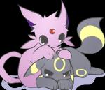 ambiguous_gender blush cheek_tuft covering duo facial_tuft feral fluffy looking_at_viewer lying paws simple_background sitting transparent_background tuft shin_(artist) nintendo pokemon eeveelution espeon generation_2_pokemon pokemon_(species) umbreon alpha_channel