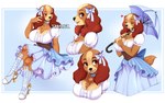 2024 accessory alternate_costume alternate_form anthro artist_name big_breasts biped bird_dog black_nose boots border bow_(feature) bow_ribbon breasts canid canine canis chest_tuft classy cleavage clothed clothed_anthro clothed_female clothing cocker_spaniel collar conditional_dnp corset disney domestic_dog dress elegant eyebrows female fingers floppy_ears footwear fully_clothed_anthro fully_clothed_female hair_accessory hair_bow hair_ribbon heart_symbol high_heeled_boots high_heels holding_object holding_umbrella hunting_dog jewelry lady_(lady_and_the_tramp) lady_and_the_tramp lingerie lop_ears mammal necklace outside_border ribbons simple_background sketch_page smile solo spaniel tail teranen topwear tuft twitter_handle umbrella white_border