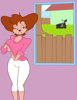 anthro aroused auburn_hair bedroom_eyes big_breasts biped bite biting_lip biting_own_lip black_eyebrows black_nose blue_eyes blue_sky bottomwear breast_grab breasts building cleavage clothed clothed_anthro clothed_female clothing collarbone day detailed_background duo ear_piercing ear_ring eyebrows eyelashes female female_focus fence fully_clothed fully_clothed_anthro fully_clothed_female glistening glistening_eyelids glistening_eyes glistening_lips grass hair half-closed_eyes hand_in_pants hand_on_breast hand_on_own_breast hand_under_clothing hand_under_shirt hat headgear headwear hoop_ear_ring house in_vehicle inside internal_wall iris legs_together light_body lips long_eyelashes looking_aside masturbation mature_anthro mature_female monotone_body monotone_hair musical_note musical_symbol narrowed_eyes no_bra pants piercing pink_clothing pink_lips pink_shirt pink_topwear pink_wall plant pupils raised_eyebrow ring_piercing seductive self_bite shirt short_hair silhouette sitting sky snout solo_focus standing symbol tan_body teeth thick_lips three-quarter_view topwear tree under_boob vaginal vaginal_masturbation vehicle wall_(structure) white_bottomwear white_clothing white_pants white_sclera wide_hipped_anthro wide_hipped_female wide_hips window billyboyo disney goof_troop donald_duck peg_pete anatid anseriform avian bird duck felid mammal 2025 digital_drawing_(artwork) digital_media_(artwork) hi_res