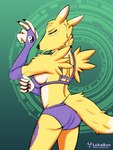 bikini breasts clothing female fur looking_at_viewer pose side_boob smile solo swimwear two-piece_swimsuit lukabun bandai_namco digimon canid digimon_(species) mammal renamon absurd_res hi_res