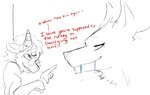 2019 anthro bodily_fluids bovid bovine canid canine canis caprine dewi_(securipun) dialogue drooling duo english_text eyewear female fur glasses imminent_sex in_heat line_art male male/female mammal mature_anthro mature_female saliva securipun sheep simple_background size_difference sketch smaller_male smile text translated veronica_(securipun) welsh_text wolf