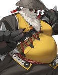 anthro asian_clothing asian_conical_hat belly bracelet bulge chinese_clothing clothing east_asian_clothing eyewear fur glasses grin hat headgear headwear jewelry kung_fu male multicolored_body multicolored_fur overweight pawpads smile smirk solo spiked_bracelet spikes khunowen3 mihoyo zenless_zone_zero pan_yin_hu bear giant_panda mammal thiren 2025 hi_res