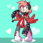 anthro belt biped boots clothing dress electronics female footwear gloves green_eyes hair handwear headphones legwear panties pink_hair scarf shoes solo standing stockings underwear orangebox sega sonic_the_hedgehog_(series) amy_rose eulipotyphlan hedgehog mammal 1:1