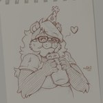 anthro birthday burrito clothing eating eyewear female food glasses happy hat headgear headwear party_hat solo text naoto blizzard_entertainment warcraft bear giant_panda mammal pandaren 1:1 absurd_res english_text hi_res sketch