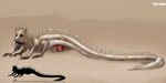ambiguous_gender armband black_eyes feral jewelry multi_arm multi_limb red_hands solo tail white_body tyunre ombrelune canid mammal monster worm 2:1 hi_res