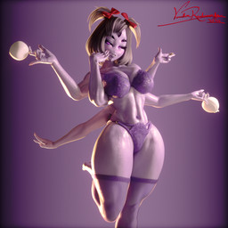 6_arms anthro athletic bedroom_eyes bodily_fluids bra breasts clothing coin female legwear lingerie looking_at_viewer multi_arm multi_limb narrowed_eyes panties purple_body purple_eyes seducing_viewer seductive smile smiling_at_viewer solo standing stockings sweat sweatdrop sweaty_breasts sweaty_legs sweaty_thighs teapot underwear samzan vermilionrenderworks samzan_(modeler) undertale undertale_(series) muffet arachnid arthropod spider 1:1 3d_(artwork) absurd_res blender_(artwork) blender_cycles_(artwork) blender_eevee_(artwork) digital_media_(artwork) hi_res