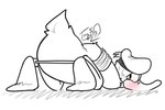anthro bdsm beak blush bondage bound butt clothing feathers hat hat_only headgear headgear_only headwear headwear_only looking_back male monobutt mostly_nude nude rear_view solo tail tail_feathers topi_(artist) disney donald_duck anatid anseriform avian bird duck 3:2 digital_media_(artwork)