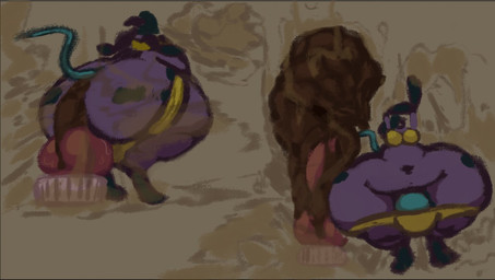 anthro belly big_belly big_butt big_penis butt clothing excessive_feces fart fart_fetish feces feces_pile genitals gynomorph hammerspace_anus huge_butt huge_hips huge_penis hyper hyper_feces intersex penis purple_body sex_toy solo wardrobe_malfunction wide_hips ratto ratto_(character) male_(lore)
