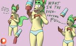 animal_genitalia animal_penis anthro anthrofied blue_clothing blue_panties blue_underwear breast_grab breast_squish breasts brown_hands brown_inner_ear canine_genitalia canine_penis clothed clothing dipstick_ears dipstick_limbs dipstick_tail ear_markings female fur genitals green_ears green_hair green_tail grey_clothing grey_panties grey_underwear hair hand_on_breast hand_on_hip holding_breast knot knotting looking_pleasured male male/female markings multicolored_ears narrowed_eyes nipples non-euclidean_sex open_mouth panties penetrable_sex_toy penetration penis pink_nipples pink_penis pokemorph portal portal_fleshlight portal_panties portal_sex seductive sex sex_toy smile squish surprise tail tail_markings text thinking_with_portals topless topless_female underwear unexpected wide_eyed yellow_body yellow_fur how-about nintendo pokemon rayda_(how-about) eeveelution generation_4_pokemon leafeon pokemon_(species) 5:3