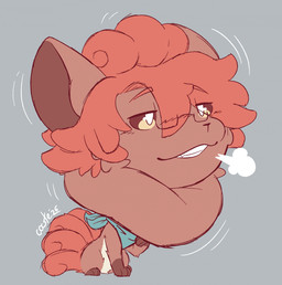 ambiguous_gender big_head brown_body brown_fur eyebrows eyelashes eyewear fur glasses gloves_(marking) grey_background half-closed_eyes head_expansion huge_head markings narrowed_eyes rectangular_glasses semi-anthro simple_background solo tail teeth wearing_glasses castesystem nintendo pokemon generation_1_pokemon pokemon_(species) vulpix 2026 digital_media_(artwork) flat_colors hi_res signature tagme