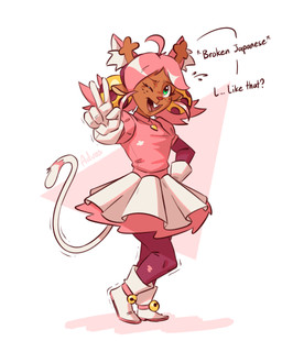 anthro antlers biped bottomwear breasts buckteeth clothed clothed_anthro clothed_female clothing cosplay fake_cat_ears fake_ears fake_tail female fingers footwear fully_clothed fully_clothed_anthro fully_clothed_female fur gesture hair hand_gesture horn looking_at_viewer one_eye_closed shoes simple_background smile solo tail teeth text tongue topwear v_sign wink advos deltarune undertale_(series) noelle_holiday deer mammal 2026 4:5 digital_drawing_(artwork) digital_media_(artwork) english_text hi_res