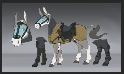 animal_genitalia balls black_border border bridle feral fully_sheathed genitals hooves leg_armor male mask mount quadruped saddle saddle_bag sheath snout solo tack unguligrade visor_helmet revertigo metal_gear_solid_v asinus donkey equid equine mammal 2025 5:3 absurd_res hi_res model_sheet