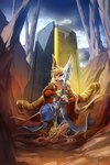 5_fingers anthro clothed clothing day detailed_background fingers male outside sky solo zephra canid canine fox mammal 2022 digital_media_(artwork)