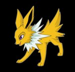 ambiguous_gender black_nose feral fur glistening glistening_eyes open_mouth open_smile pink_tongue purple_eyes quadruped side_view smile solo tongue white_body white_fur yellow_body yellow_ears yellow_fur milk-jug nintendo pokemon eeveelution generation_1_pokemon jolteon pokemon_(species) alpha_channel