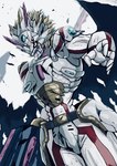 anthro armor blonde_hair hair horn male solo wings yellow_eyes sutunununu bandai_namco digimon digimon_ghost_game mythology animal_humanoid digimon_(species) dragon dragon_humanoid humanoid mythological_creature mythological_scalie scalie siriusmon hi_res