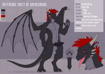 2014 abs anthro balls biceps black_dragon black_penis black_skin claws close-up dragon ear_piercing erection fangs grey_skin grin hair horn knot looking_at_viewer male model_sheet muscles nude open_mouth pawpads paws pecs penis piercing pose presenting red_eyes red_hair reptile scales scalie sheath slit smile solo spikes standing teeth text toe_claws toned tongue tongue_out vathecdrius vein wings wolfy-nail
Rating: Explicit
Score: 4
User: Numeroth
Date: January 31, 2014