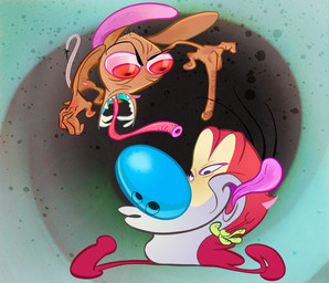 abstract_background angry anthro big_nose casual_nudity clothing deformed deformed_face duo gesture gloves hair hand_gesture handwear humanoid_hands male navel nude pointing pointing_at_another rat_tail sharp_teeth tail tan_body teeth tongue tongue_out toony unusual_anatomy unusual_tongue john_k nickelodeon ren_and_stimpy ren_höek stimpy_j._cat canid canine canis chihuahua domestic_cat domestic_dog felid feline felis mammal toy_dog 2021 hi_res