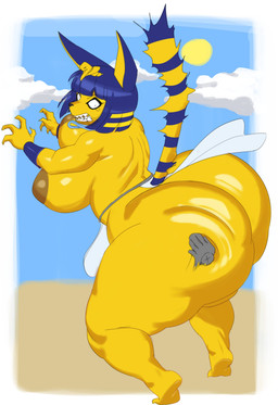 4_fingers 5_fingers angry anthro anthro_focus areola armor barefoot big_breasts big_butt blue_hair bottomwear breasts butt clothed clothing cloud day disembodied_hand duo feet female female_anthro female_focus fingers hair huge_butt loincloth looking_back markings outside skimpy sky solo_focus striped_markings striped_tail stripes sun surprised tail tail_markings topless topless_anthro topless_female uraeus vambrace white_sclera yellow_inner_ear jjsinchan animal_crossing nintendo ankha_(animal_crossing) domestic_cat felid feline felis mammal 2025 absurd_res digital_drawing_(artwork) digital_media_(artwork) hi_res portrait