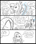 2012 black_and_white clothed clothing comic cutie_mark dialogue digital_media_(artwork) duo english_text equid equine feathered_wings feathers female feral fluttershy_(mlp) friendship_is_magic hair hasbro horn inside magic mammal metal_(artist) monochrome my_little_pony mythological_creature mythological_equine mythology pegasus rarity_(mlp) simple_background text unicorn window wings