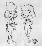 anthro duo female heart_symbol smile creepydan catdog_(series) nickelodeon shriek_dubois canid canine canis domestic_dog mammal poodle hi_res monochrome sketch