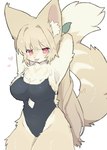 anthro big_breasts big_ears big_tail biped black_clothing black_one-piece_swimsuit black_swimwear blep blonde_hair breasts chest_tuft cleavage clothed clothing dipstick_tail eyelashes female female_anthro fluffy fluffy_tail front_view fur hair hands_behind_head heart_symbol inner_ear_fluff kemono long_hair looking_at_viewer markings monotone_hair multicolored_body multicolored_fur multicolored_tail one-piece_swimsuit pink_eyes pink_inner_ear pink_tongue simple_background solo standing swimwear tail tail_markings tan_body tan_ears tan_fur tan_markings tan_tail tan_tail_tip tongue tongue_out tuft two_tone_body two_tone_fur two_tone_tail white_background white_inner_ear_fluff spommmm domestic_cat felid feline felis mammal 2024 colored digital_media_(artwork) portrait three-quarter_portrait