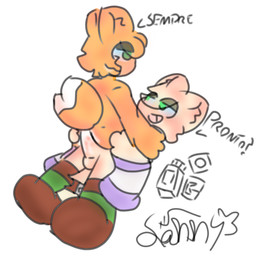 ambiguous_gender anthro duo erection genitals male male/ambiguous penis sun yoto canid canine fox lagomorph leporid mammal rabbit 1:1 hi_res tagme
