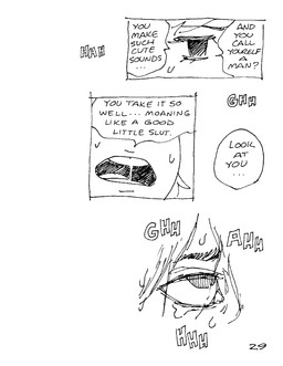 ambiguous_gender bodily_fluids buckteeth dialogue dirty_talk duo eyebrows hair page_number saliva simple_background speech_bubble sweat sweatdrop teeth teeth_showing text vocalization white_background gaydottiff ash_(gaydottiff) juliet_(gaydottiff) ambiguous_species humanoid 2024 comic english_text hi_res monochrome trans_(lore) trans_woman_(lore)