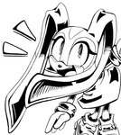anthro clothing dress female floppy_ears long_ears looking_at_viewer lop_ears open_mouth simple_background smile solo young young_anthro ybkathan sega sonic_the_hedgehog_(series) cream_the_rabbit lagomorph leporid mammal rabbit digital_media_(artwork) hi_res monochrome sketch