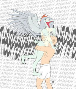 afterimage anthro bald biped blowing_raspberries blue_body blush bone_frill boxers_(clothing) boxers_only canon_couple carrying_another clothed clothed_anthro clothed_female clothing duo feathered_wings feathers female fingers frill_(anatomy) grey_body grey_feathers grey_hair hair hand_on_head human_on_anthro humanoid_hands interspecies kiss_on_belly kissing laugh long_hair male male/female markings open_mouth orange_eyes romantic romantic_couple side_view standing striped_markings stripes surprised tail tail_motion tailwag text tickling tickling_belly topless topless_human topless_male underwear underwear_only wide_eyed wings heartsick cavemanon_studios goodbye_volcano_high ko_op_(game_developer) snoot_game anon_(snoot_game) fang_(gvh) human mammal prehistoric_species pterosaur reptile scalie colored english_text shaded signature