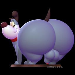balls big_butt black_background black_ears black_tail blue_balls blue_body butt collar feral genitals huge_butt looking_back male penis raised_tail red_collar simple_background smile solo tail thick_thighs nonotoys nickelodeon the_mighty_b! happy_higgenbottom canid canine canis domestic_dog mammal 1:1 2024 3d_(artwork) digital_media_(artwork) hi_res signature
