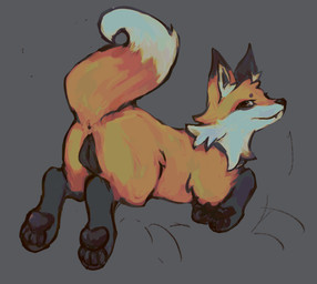 animal_genitalia female feral genitals looking_back solo 2ri canid canine fox mammal absurd_res digital_media_(artwork) digital_painting_(artwork) hi_res painting_(artwork)