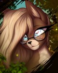 eyewear female feral forest fur glasses hair plant smile solo tree darky_wings deer deer_pony equid equine horse hybrid mammal pony absurd_res digital_media_(artwork) hi_res portrait