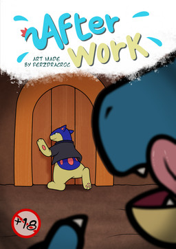 3_fingers 3_toes anthro biped black_clothing black_jacket black_topwear blue_body blue_fur blue_skin blurred_foreground claws clothing door duo feet feral finger_claws fingers fur green_eyes jacket licking licking_lips licking_own_lips male male/male open_mouth pawpads pink_pawpads plantigrade r-18 rear_view simple_background tan_body tan_fur teeth toes tongue tongue_out topwear walking ferzdracroc nintendo pokemon pokemon_mystery_dungeon spike_chunsoft hagure_(ferzdracroc) lorel_(ferzdracroc) crocodilian feraligatr generation_2_pokemon pokemon_(species) quilava reptile scalie 2025 comic cover cover_art cover_page digital_drawing_(artwork) digital_media_(artwork) hi_res