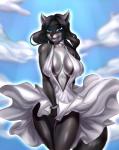 anthro black_hair black_nose blue_eyes breasts clothing dress female hair jewelry solo rebrokota sila_dione mammal procyonid raccoon absurd_res digital_media_(artwork) hi_res