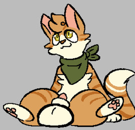 3_toes :3 animal_genitalia animal_penis arm_markings balls big_balls feet feline_genitalia feline_penis feral fur genitals green_eyes green_kerchief green_neckerchief grey_background head_tuft kerchief kerchief_only leg_markings male male_feral markings monotone_background mostly_nude neckerchief neckerchief_only neckwear orange_body orange_fur pawpads penis pink_inner_ear simple_background solo striped_arms striped_body striped_fur striped_legs striped_markings striped_tail stripes tail tail_markings toes tuft yellow_pawpads paddedpurr domestic_cat felid feline felis mammal 2025 colored digital_media_(artwork)