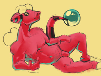 anthro bulge femboy male simple_background slim snout solo tail yellow_background claybull nintendo pokemon bovid caprine flaaffy generation_2_pokemon mammal pokemon_(species) sheep