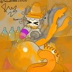 alcohol anthro anus balls beverage big_butt biohazard_symbol blush bodily_fluids bone butt drunk eyes_closed fart fart_cloud fart_fetish feces femboy fur genitals grey_body hair hazard_symbol huge_butt male mask nude orange_body orange_fur raised_tail shocked simple_background skull skull_mask solo substance_intoxication symbol tail tail_motion tailwag text traffic_cone freewaythecat freeway_(freewaythecat) domestic_cat felid feline felis mammal 1:1 digital_media_(artwork) hi_res