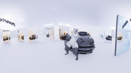 anthro blue_eyes breasts car cloud female fisheye_lens fur genitals german grey_body grey_fur leaning leaning_backward mirror mirror_reflection multicolored_body nipples number presenting reflection simple_background sky solo two_tone_body vehicle vulva white_background white_body white_fur xeeorio warfaremachine_(modeler) porsche alba_(atoastedorange) canid canine fox mammal 16:9 2026 3d_(artwork) absurd_res blender_(artwork) blender_cycles_(artwork) credits digital_media_(artwork) hi_res widescreen