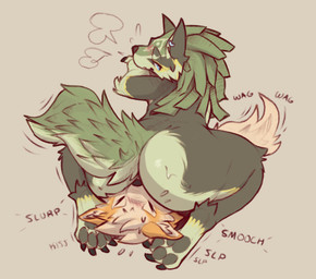ambiguous_gender anal anthro anthrofied big_butt blue_eyes butt duo ear_piercing ear_ring facesitting fluffy fluffy_tail fur grey_body grey_fur huge_butt male male/ambiguous male/male oral pawpads piercing rimming ring_piercing sex sitting sitting_on_another tail scarf_(artist) nintendo pokemon the_legend_of_zelda link_(wolf_form) arcanine canid canine canis generation_1_pokemon mammal pokemon_(species) wolf