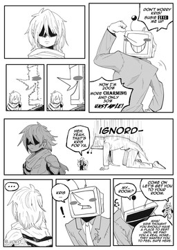 antenna_wire antennae_(anatomy) armor blank_expression blush clothed clothing dialogue electronics female for_a_head hair hair_over_eyes screen screen_face smile speech_bubble suit television text vokoy deltarune mythology undertale_(series) kris_dreemurr ralsei susie_(deltarune) tenna_(deltarune) bovid caprine darkner dragon goat lightner mammal mythological_creature mythological_scalie object_head scalie screen_head tv_head absurd_res comic english_text hi_res monochrome