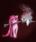 blood bodily_fluids death decapitation female feral fur hair hobby_horse looking_at_viewer parody pink_body pink_fur pink_hair princess royalty severed_body_part severed_head solo weapon enaya-thewhitewolfen american_mcgee's_alice friendship_is_magic hasbro my_little_pony pinkamena_(mlp) pinkie_pie_(mlp) princess_celestia_(mlp) earth_pony equid equine horse mammal pony 2011